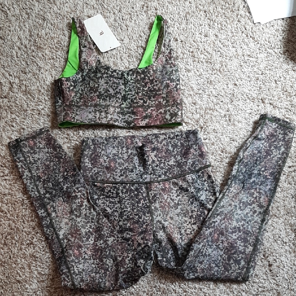 Fabletics Camo Print Sports Bra and Leggings Set